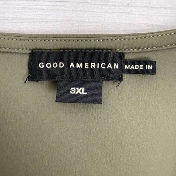 Good American Scuba Deep V Tank Bodysuit Plus Size 3XL Fatigue Green Sculpting - Picture 9 of 16